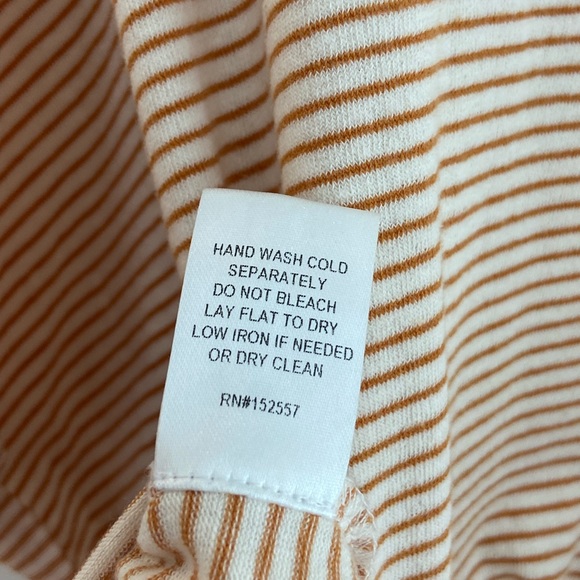 Polagram Striped Henley Tshirt Orange/White Medium - Picture 9 of 9